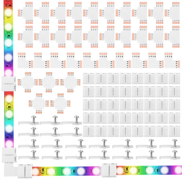4 Pin RGB Solderless LED Light Strip Connectors Set 10