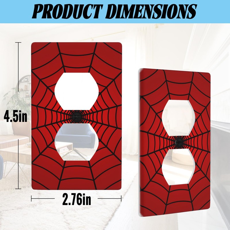 Duplex Receptacle Outlet Covers,Red Black Spider Web 1-Gang Single Duplex