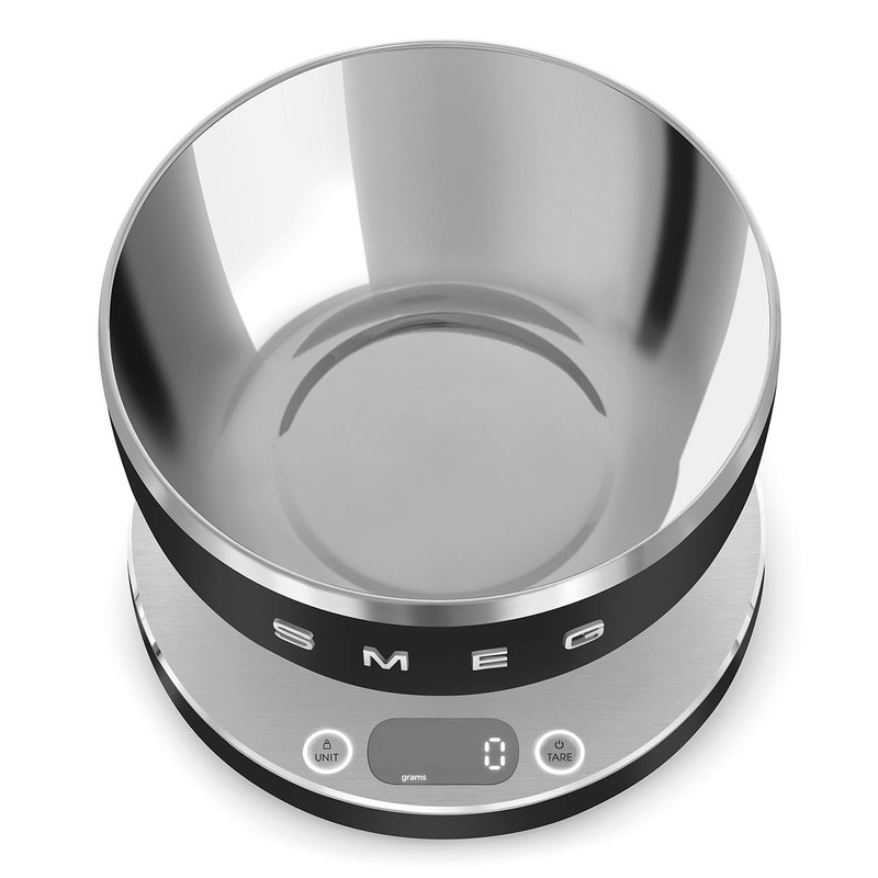 SMEG Contemporary Digital Kitchen Scale with Removable Bowl (Black)