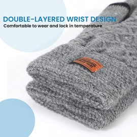 TAGVO Touchscreen Gloves Thermal Gloves Winter Gloves Sports Gloves Outdoor Running Gloves Knitted Gloves Warm Cycling Gloves Thermal Gloves for Men Women, gray