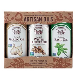 La Tourangelle, Infused Trio of Oils - Basil Oil, Garlic Oil, White Truffle Oil, 8.45 fl oz (Set of 3)
