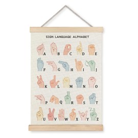 LUVADIAN asl alphabet poster Hanger Frame,sign language poster,alphabet posters for classroom wall,sign language book for kids,Toddler Learning Posters for Nursery Kids Room,16x24 Inches