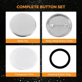 BEAMNOVA 100 Sets of Metal Button Supplies Blanks 44mm / 1.73 in (Approx. 1-3/4 inch) for Button Pin Maker Machine, Matte-Back Metallic Round DIY Badge Press Making Parts