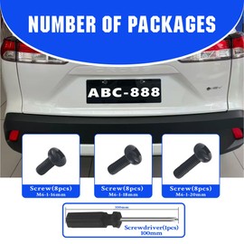 Rear License Plate Screws Black Compatible with Toyota Lexus Honda Acura M6-1.0 X (16mm/18mm/20mm) 18-8 Stainless Steel 24 Pack(Including Screwdriver)