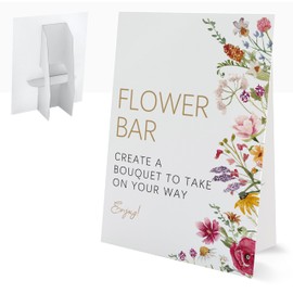 Flower Bar Sign, Wedding Signs for Ceremony and Reception, Floral Bridal Shower Decorations, Wedding Signage with Bracket, Bridal Shower Decor, Flower Bar Supplies for Engagement Anniversary Party