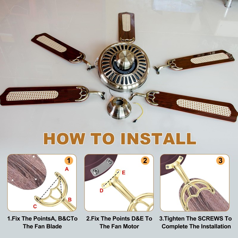PATIKIL Ceiling Fan Blades Arms Replacement, 3 Pcs 52" Fan