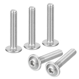 sourcing map Flanged Button Head Socket Cap Screws,50 Pcs M4x22mm - 304 Stainless Steel Socket Drive Fasteners Bolts, Fully Thread Machine Screws for Furniture Installation (Silver)