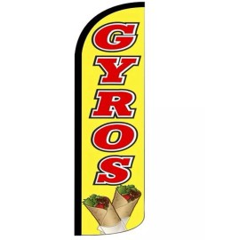 GYROS - Windless Feather Swooper Flag 3x11.5 Ft Tall Banner Sign yz