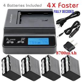 Sony Kastar Battery Charger Sony HDR-FX1000 HVR-HD1000U HVR-V1U HVR-Z1U HVR-Z5U Z7U - 1 Fast Charger + 4 Batteries
