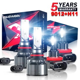 CHUSYYRAY Combo 9012+H11 LED Headlight Fog Light Bulbs Kit Super Bright High Low Beam L2