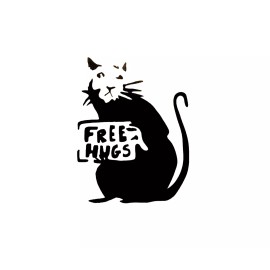 Unbranded Banksy Free Hugs Rat BLACK vinyl decal weatherproof dishwasher-saf