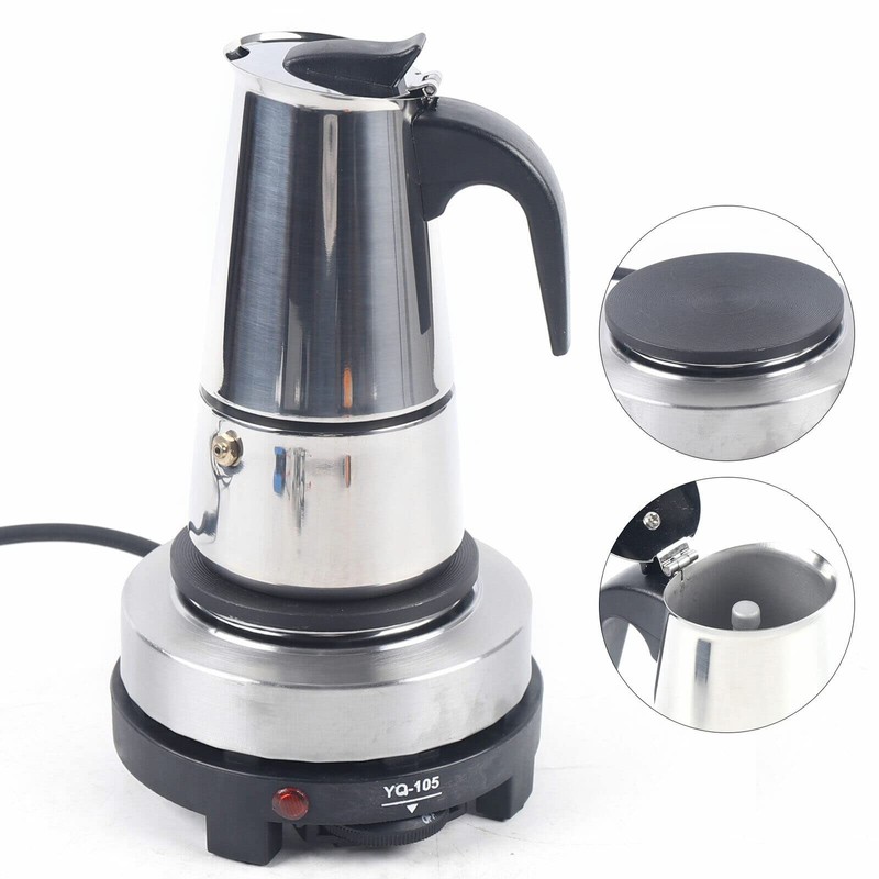 Xuthusman 200ml/300ml/450ml Mocha Coffee Pot+Electric Stove Espresso Coffee Maker Stainless