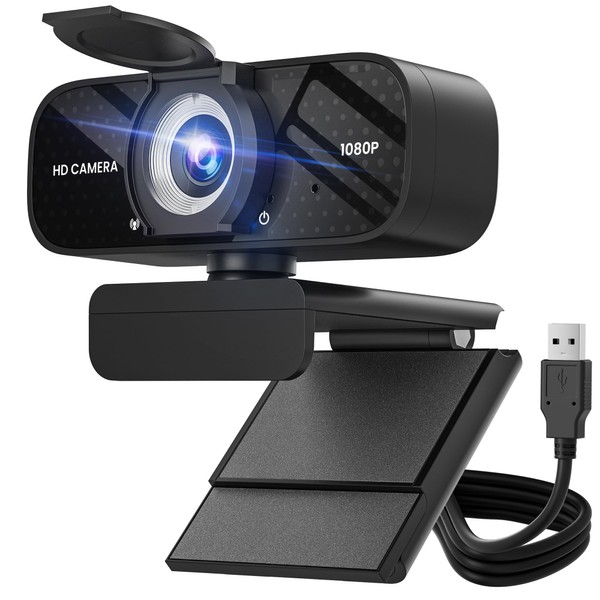 TRAUSI 1080P HD Webcam with Microphone, Noise Reduction, Privacy Protection,
