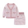 Mud Kingdom Big Girls Outfit Cable Knit Plaid 2-Piece Set