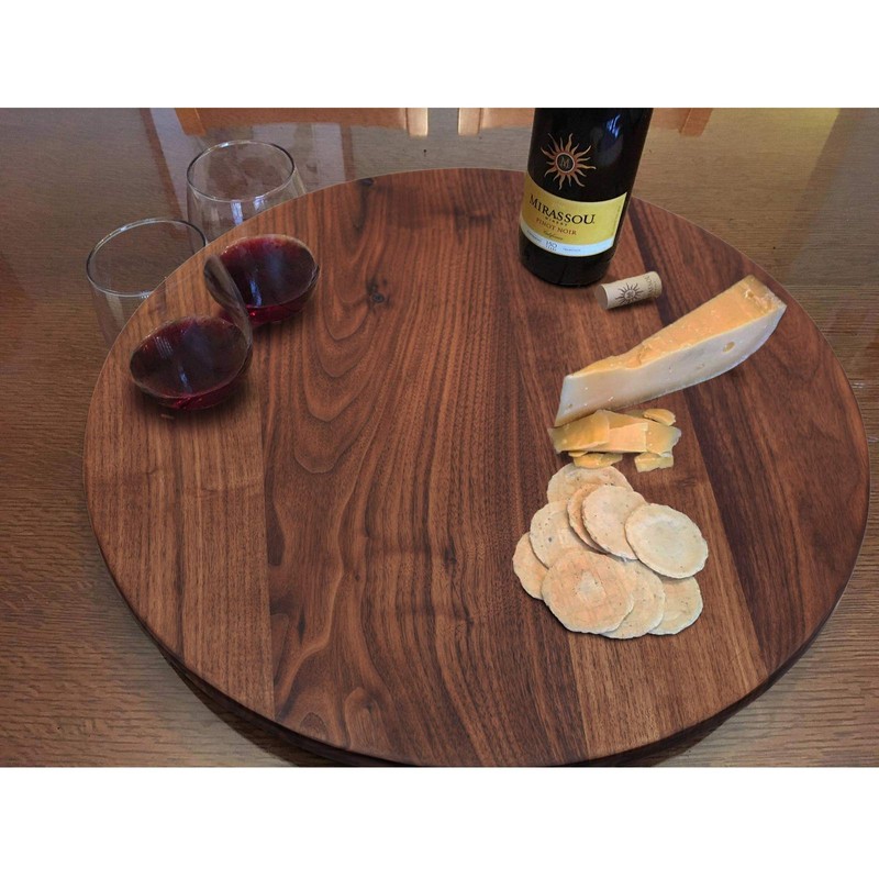 MAGIGO 18 Inches Black Walnut Wood Lazy Susan, Solid Wooden