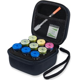 Peptide Case for Fridge, 9-Slot Insulin Vial Storage Organizer with Strap