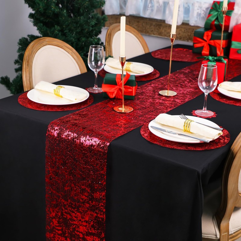 Mtsooning 28 cm x 15 yards Red Table Runner, Shiny