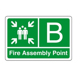 Fire assembly point "B" - safety sign - 3mm Aluminum Dibond for indoor/outdoor usage (400mm x 300mm) 14m Viewing Distance.