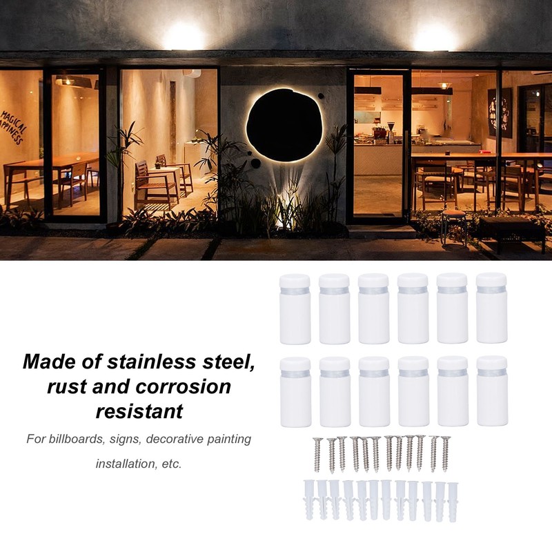12Pcs Wall Mount Standoff Screw Stainless Steel Mounting Screw for
