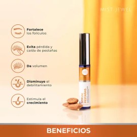 MIST JEWEL Serum eyelash pestañas alargador con biotina, niacinamida, Ácido hialurónico y soya 8ml | Fortalecedor crecimiento de pestaña