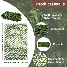RAINFLOW Camo Netting for Hunting - Camouflage Netting Outdoor Military Bulk Roll Camo Mesh Camouflage for Hunting, Military, Party Decoration, Sunshade, Camping Shooting 4.92 X 6.56 ft