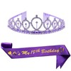 ALRBE TIN Birthday Crowns for Women - Purple Sash and
