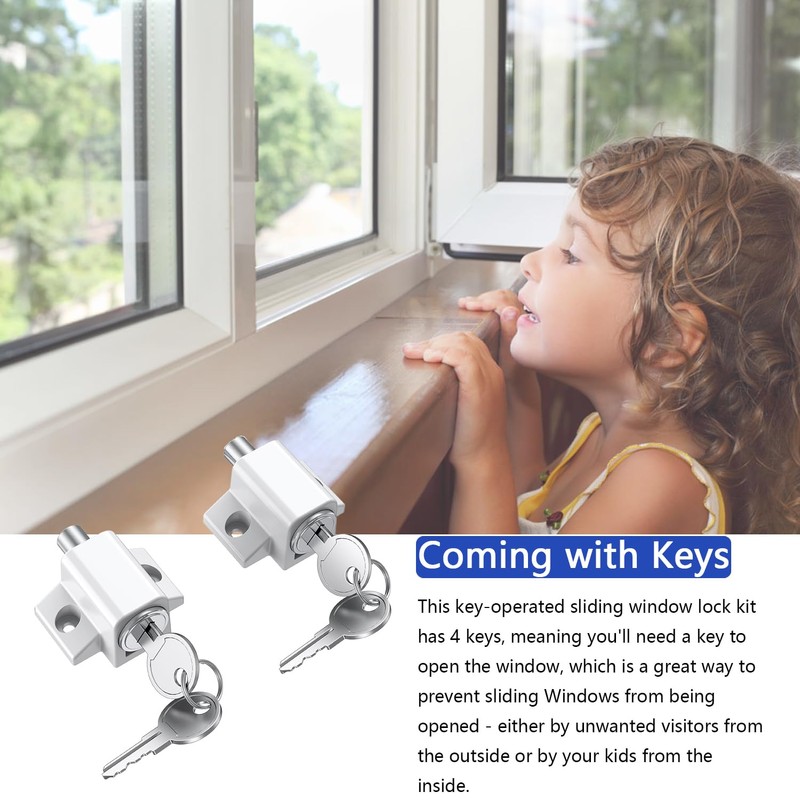 2 Pcs Sliding Door Window Locks, Window Locks for Horizontal