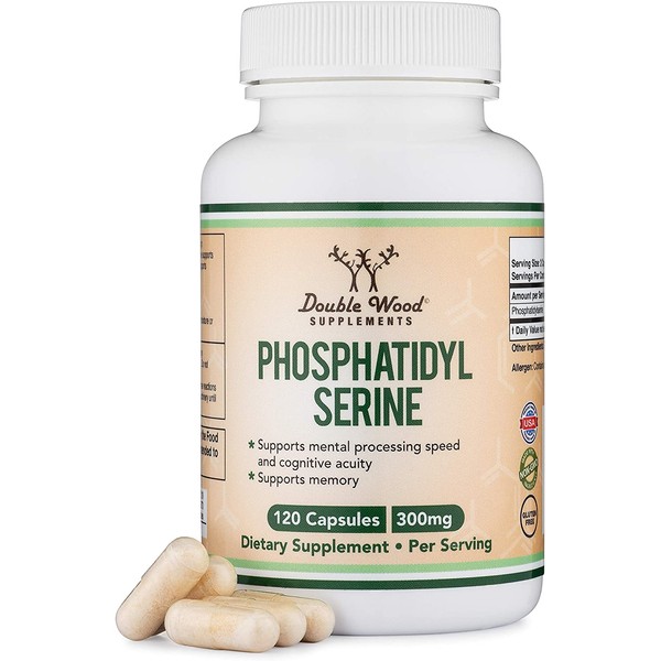 PhosphatidylSerine 300mg Per Serving, Made in the USA, 120 Capsules (Phosphatidyl Serine Complex) by Double Wood Supplements