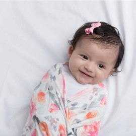 Large Premium Baby Swaddle Receiving"Swaddloop" Blanket by MEMEENO (Floral)