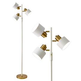 OYEARS Floor Lamp for Living Room Bright Lighting Tall Modern Industrial Vintage Standing Corner Lamps LED Metal Light Office Bedroom Study Gold Black Cream Matte Accent (3-Light, Cream)