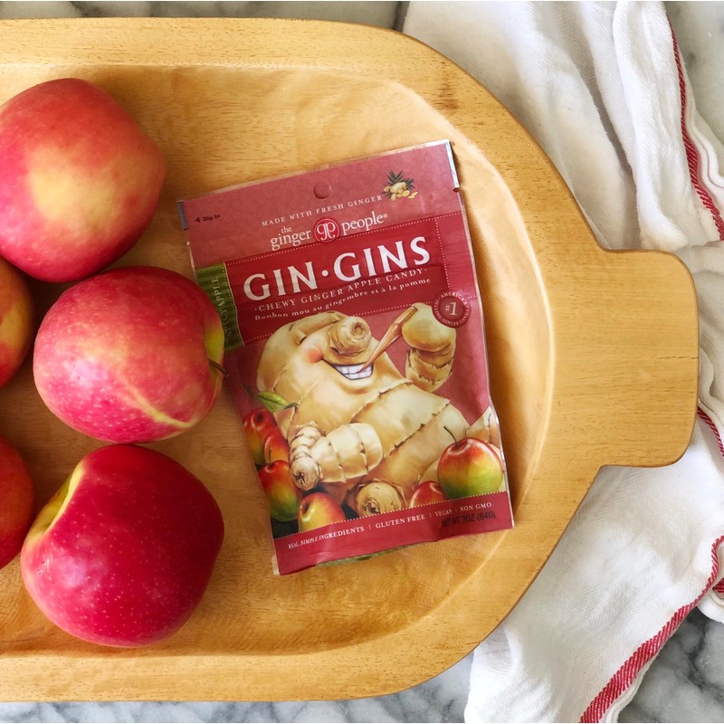 GIN GINS Spicy Apple Ginger Chews – 100% Natural Candy
