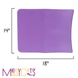 Messy Cats Silicone Litter Mat with Soft Graduated Spikes, 18" x 14", Purple