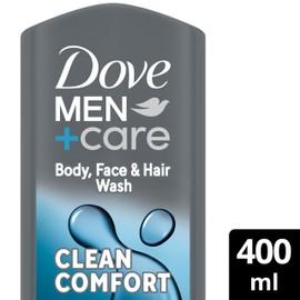 DOVE MEN + CARE Dove Men+Care Hydrating Clean Comfort 3-in-1 Hair, Body and Face Wash Body Cleanser shower gel with 24 hour nourishing MicroMoisture technology for relaxed and re-energised skin 400 ml
