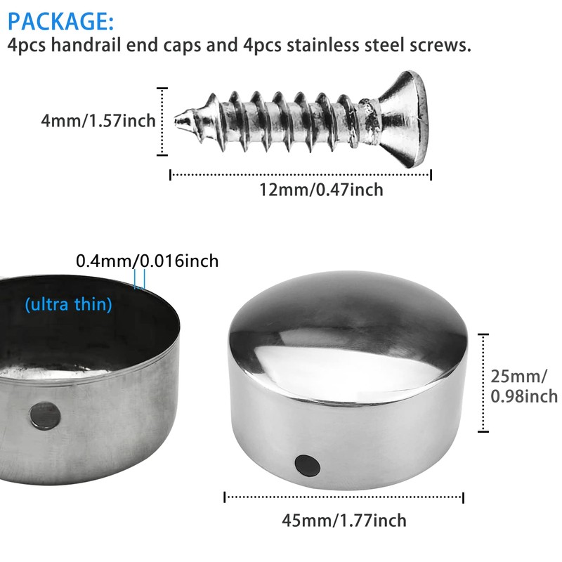 Handrail End Caps End Caps,Ultra-Thin 0.4mm for 45mm Handrail Round