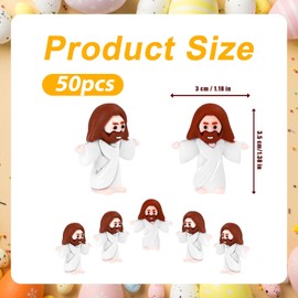 50pcs Mini Jesus Figurine Toys, Religious Miniature Small Tiny Rubber Resin Statue Sacred Christian Figures Jesus Christ Savior Doll Christmas Easter Thanksgiving Day Baptism Gift(White)