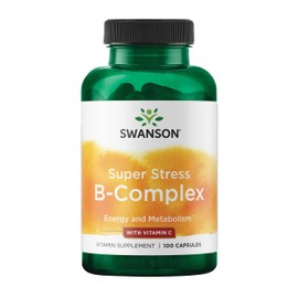 Swanson Vitamin B-Complex w/Vitamin C - Natural Supplement Promoting Stress Relief, Energy Support & Aiding Immune Health - May Support Metabolism & Nervous Health - (100 Capsules)
