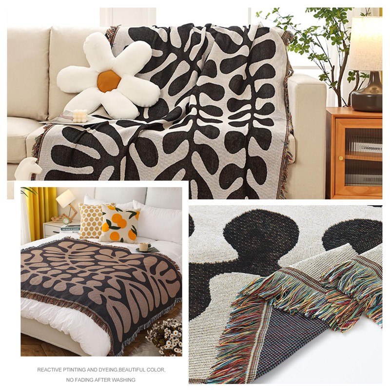 Ergocar Boho Cuddly Blanket, Fluffy Blanket with Tassels, Thin and