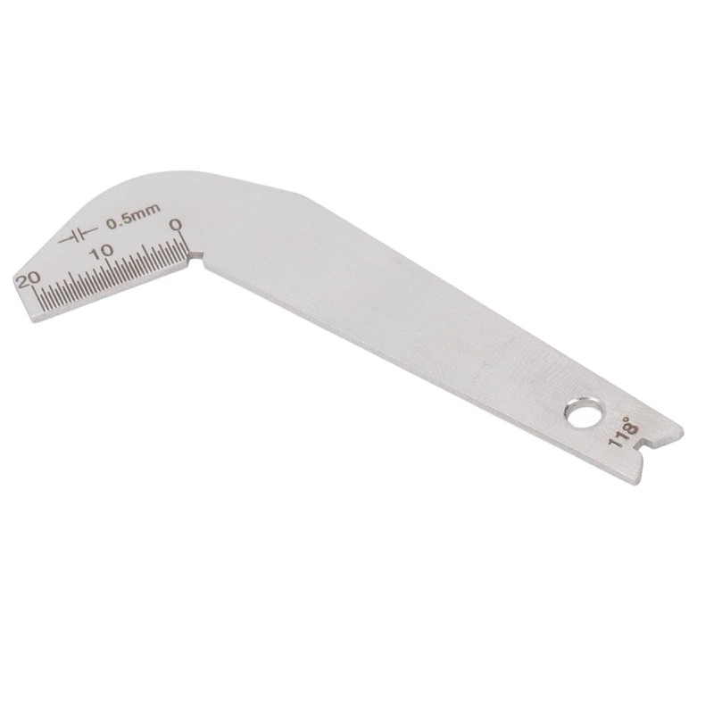 Drill Bit Sharpening Gauge, Stainless Steel 0.5mm Accuracy 118° Angle
