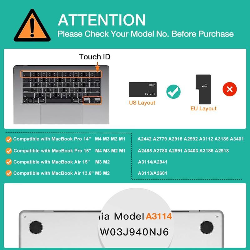 MOSISO Keyboard Cover with Solid Texture Compatible with MacBook Air