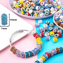 200 abalorio europeas de agujero grande con diamantes de imitación, abalorio europeas, abalorio espaciadoras de agujeros grandes, abalorio de diamantes de imitación, abalorio para manualidades, abalorios, pulseras, joyería
