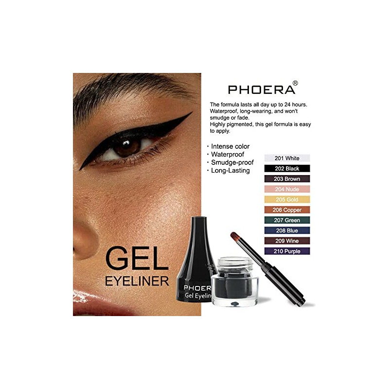 PHOERA GEL EYELINER LONG LASTING WATERPROOF SMUDGE PROOF 24H MAKEUP