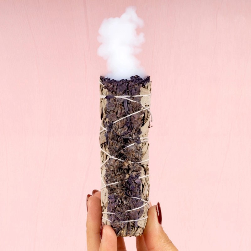 Lavender Sage Smudge Kit with Shell, Palo Santos, Stones, Bracelet,