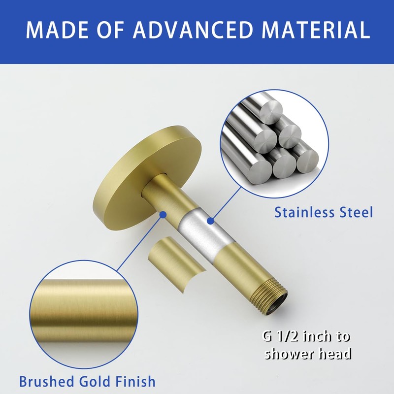 Wall Mounted Stainless Steel Shower Arm Shower Head Extension Pipe