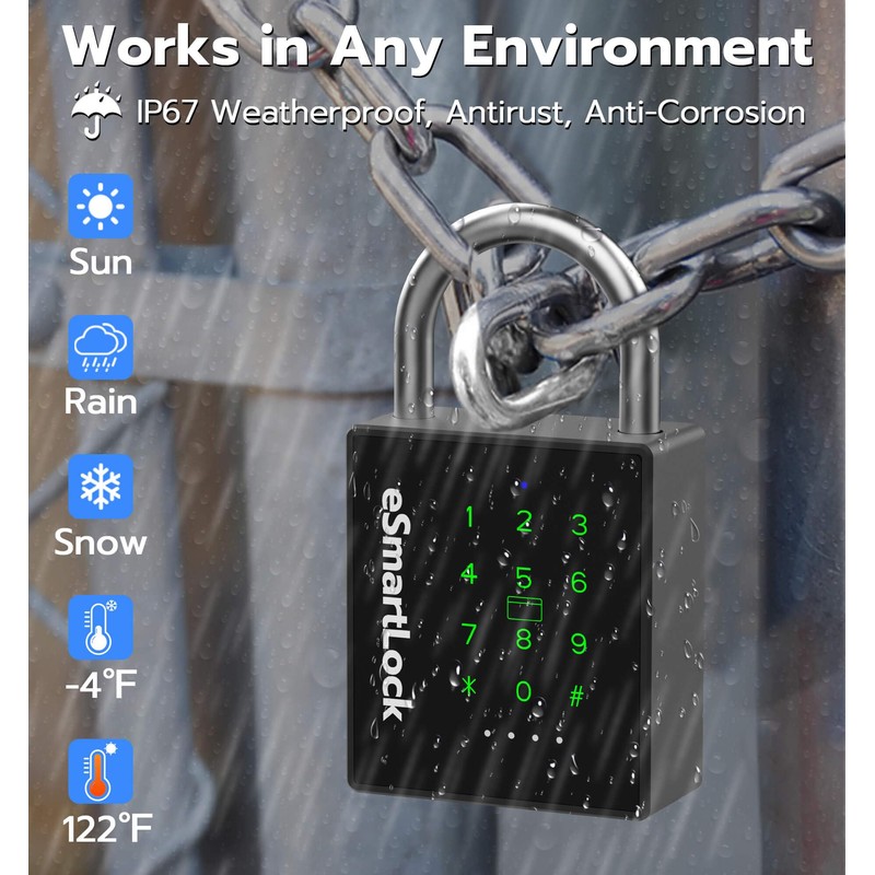 eLinkSmart Heavy Duty Smart Padlock with Key, Pad Lock with