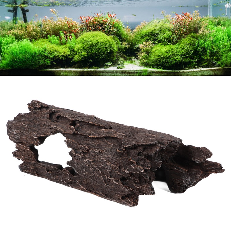 Resin Wood Aquarium Decorations Reptile Hollow Tree Trunk Cavern Bark