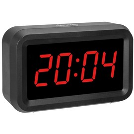 TFA Dostmann Digital Alarm Clock, 60.2038.01, Switch Between LCD LED Hybrid, Battery Operated, with Alarm and Snooze Function, with 2 Brightness Levels, Dimm Function (LED), Black