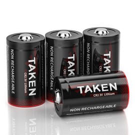 Taken CR2 3v Lithium Battery, 10 Years Shelf Life Non-Rechargeable CR2 Batteries for Golf Rangefinder, Flashlight, Photo Cameras, Alarm Systems 4 Pack