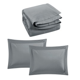 CASA BOLAJ DESIGNED TO DREAM Triomphe Collection 3 Pieces Do Not Include Filling Grey Color Queen Size Duvet Cover Set 100% Egyptian Cotton Sateen 400 Thread Count Luxury Handcraft(Grey,Queen)