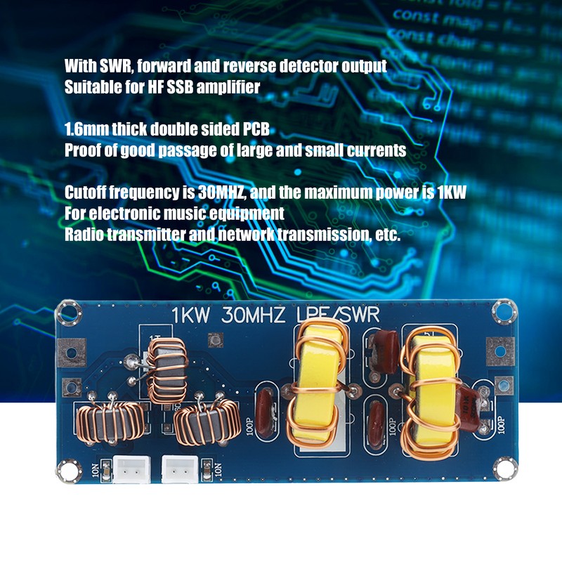 LPF 1KW 30MHZ Low Pass Filter Module SWR Filtering Board