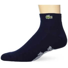 Lacoste Men's Performance Graphic Ankle Socks, Navy Blue/Silver Chine, Large